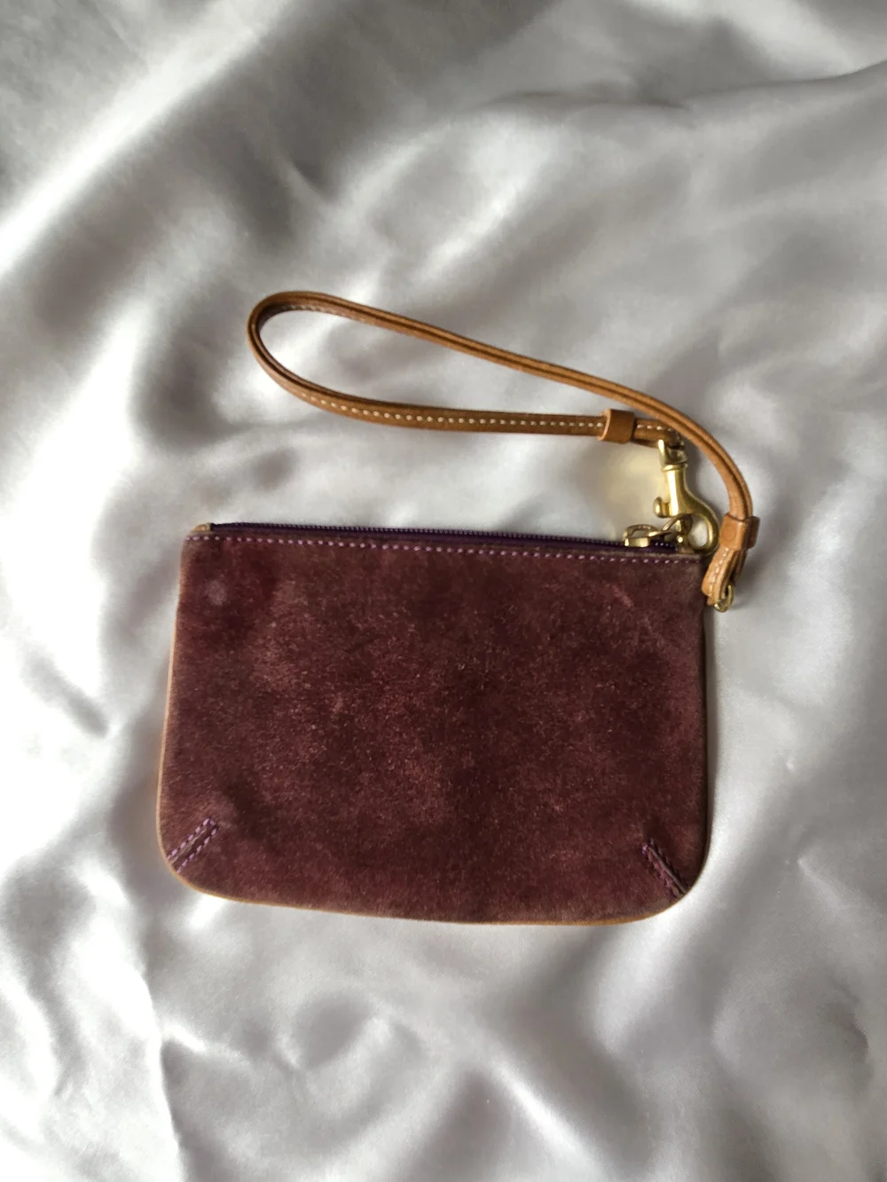 Coach Brown Suede Wristlet with Gold Hardware and Tan Strap - Picture 2 of 10